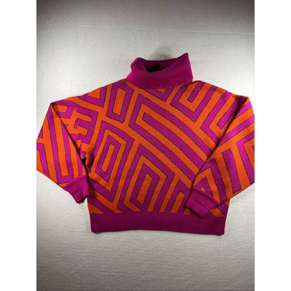 St. John Bright‎ Pink & Orange Turtleneck Sweater *note